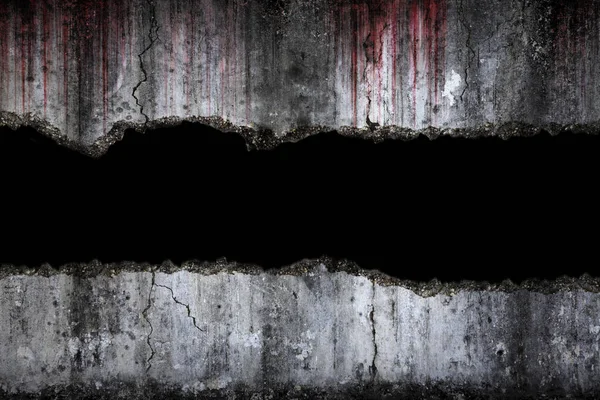 Bloody background scary on damaged grungy crack and broken concr — Stock Photo, Image