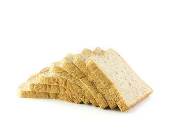Krojony Chleb Pełnoziarnisty Izolowany Białym Tle — Zdjęcie stockowe