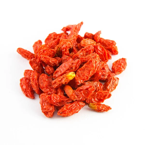 Bacche Goji Essiccate Isolate Sfondo Bianco — Foto Stock