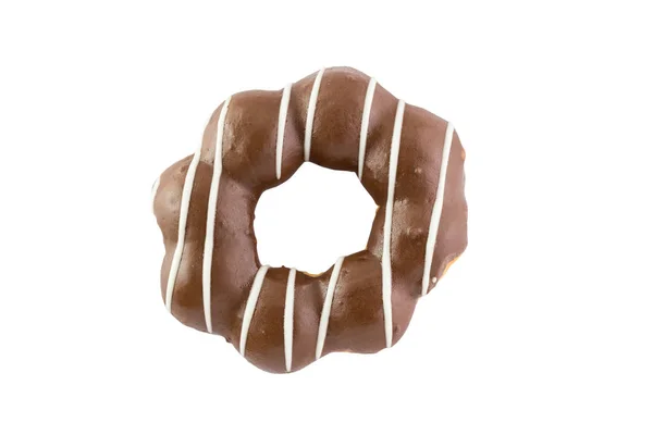Шоколадный Пончик Изолирован Белом Фоне Топография Обрезанием Пути — стоковое фото