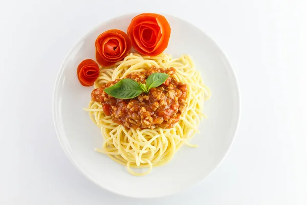 Spaghetti Bolognese Isolated White Background — Stock Photo, Image