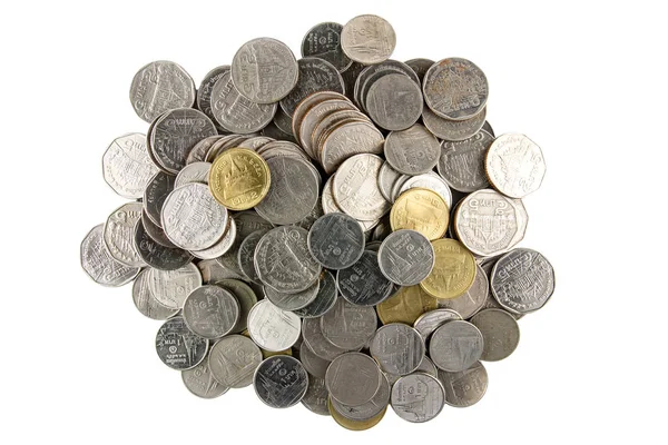 Тайських Банних Монет Ізольованих Білому Фоні — стокове фото