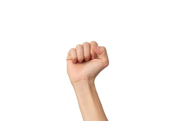 Κοντινό Πλάνο Της Γυναίκας Χέρι Απομονώνονται Λευκό Φόντο Μονοπάτι Ψαλίδισμα — Φωτογραφία Αρχείου