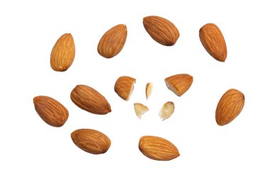 Almonds isolated on white background with clipping path clipart