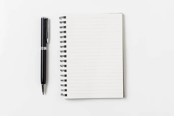 Vista Dall Alto Notebook Vuoto Sfondo Bianco — Foto Stock