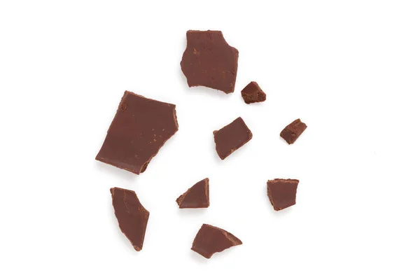 Stücke Dunkler Schokolade Auf Weißem Hintergrund — Stockfoto
