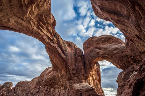 Double Arch in beautiful Arches National Park, Utah, USA — Stock Photo, Image