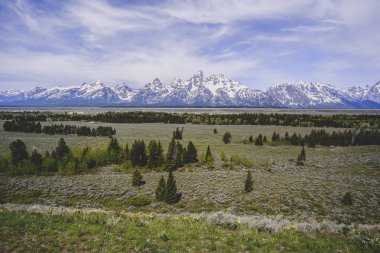 Grand Teton National Park'ta Teton Range'in görünümü, Wyoming, Abd