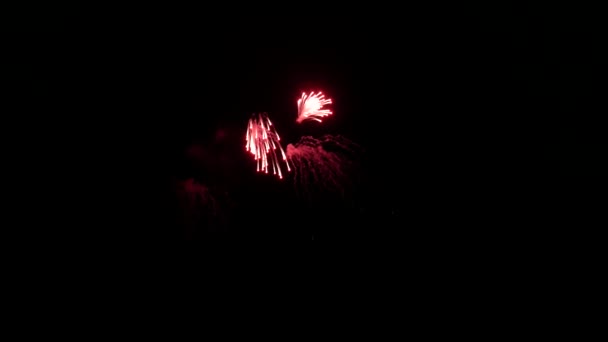 Farbenfrohes Feuerwerk auf dem dunklen Himmelshintergrund. Alien-Angriff