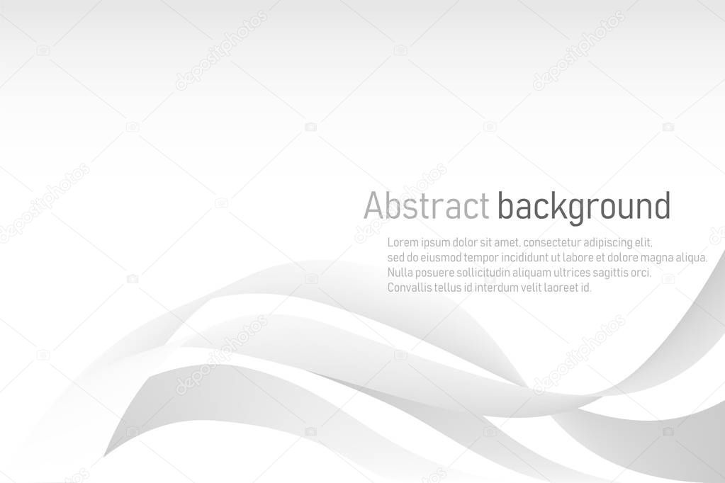 Abstract wave element white and gray gradient color background.Vector Illustration.