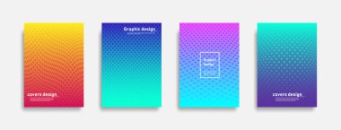 Minimal kapaklar tasarım. Halftone renkli tasarım nokta. Gelecekteki geometrik desenler. Eps10 vektörü.
