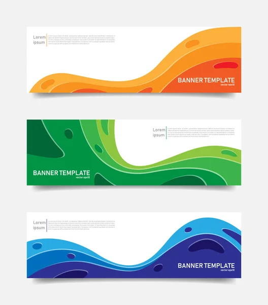 Set Abstract Banners Template Paper Cut Out Vector — Stock Vector