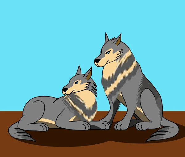 Два Вовки Коханці — стоковий вектор