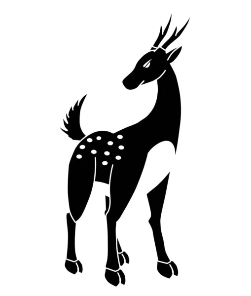 一只黑白鹿的图片被用来做一个标志 — 图库矢量图片