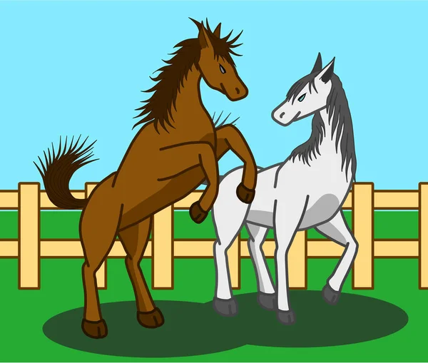 Horses Lovers Playing Together — Stock Vector