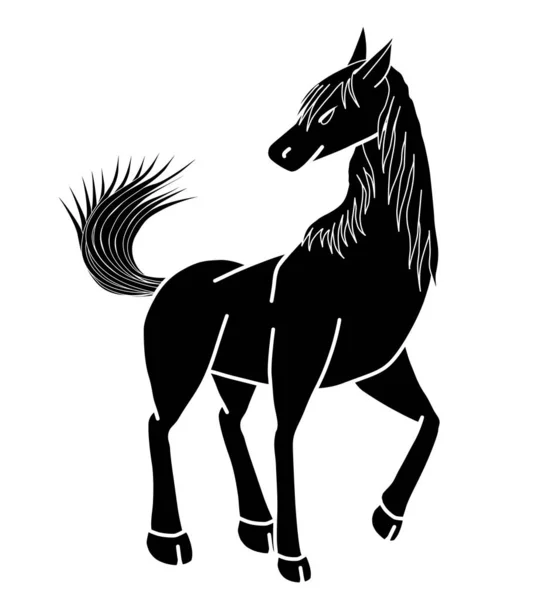 Die Schwarz Weiße Pferdeform Kann Als Logo Verwendet Werden — Stockvektor