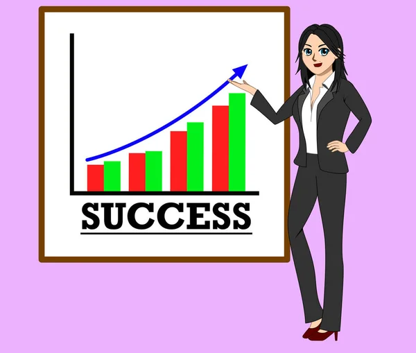 Kadınları Başarı Gösteren Grafik Sunan — Stok Vektör
