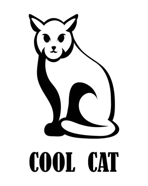 Black Line Art Vector Illustration White Background Cat Suitable Making — Stock Vector