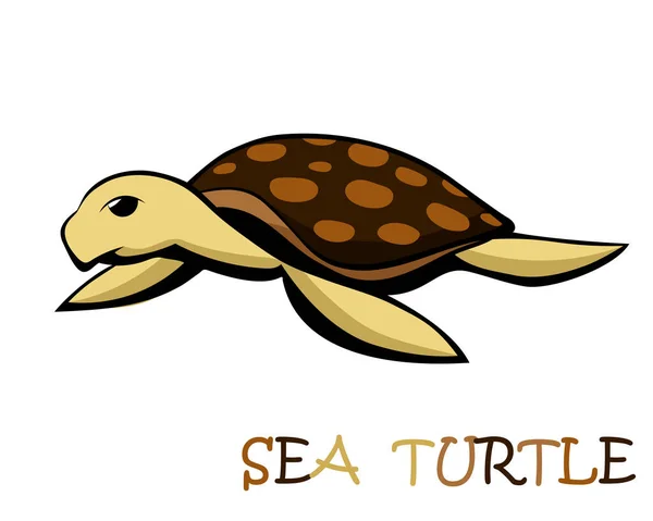 Vector Illustration Cartoon White Background Cute Sea Turtle — Stockvector