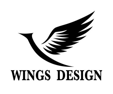 Markalaşma veya sembol için uygun siyah hayvan kanadı logosu tasarımı vektör çizimi.