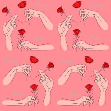 Çiçekler el deseninde, basitçe vektör çizimi 