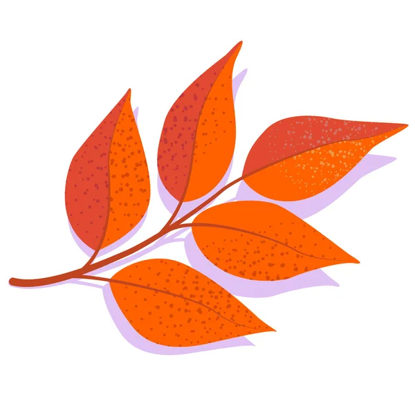 Oranžový stínovaný list se stínem, izolovaný na bílém pozadí. — Stockový vektor