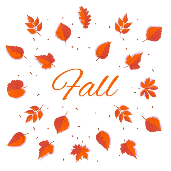 Podzim zanechává barevný tisk. Izolován na bílém pozadí. Jednoduché kreslené ploché listí. Vektorová ilustrace. — Stockový vektor