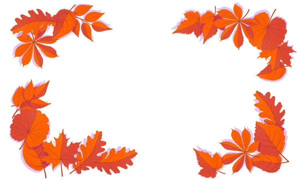 Autumn corner concept for frames with falling leaves on white background. vector isolated illustration. — Stock Vector