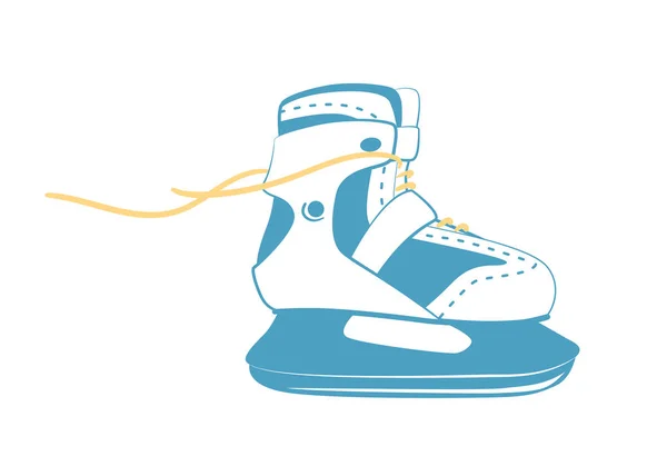 Ice skates with bright laces. Fitness figure skate in line style. Sport equipment logo. Vector Illustration isolated on white background. — Stock Vector