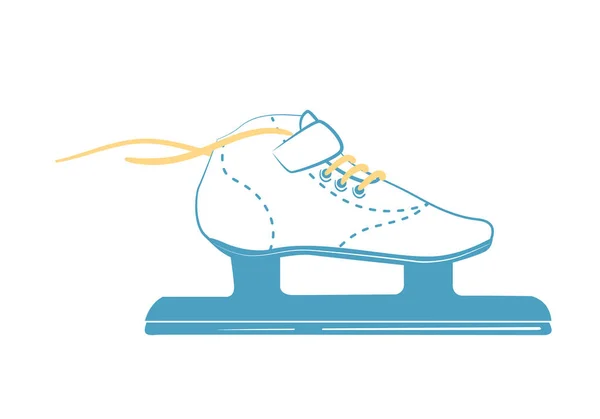 Ice skates with bright laces. Fitness figure skate in line style. Sport equipment logo. Vector Illustration isolated on white background. — Stock Vector
