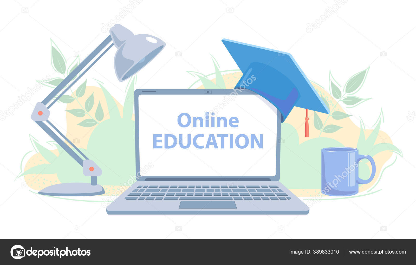 Distance education concept. E-learning banner with copy space. Online ...