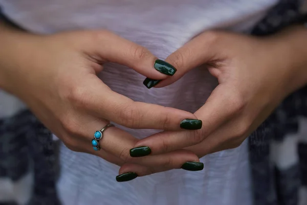 Girl with green nails