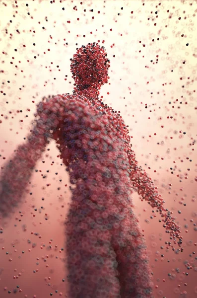 Çizim Nsan Vücudu Bir Bilim Kavramı Görüntüdeki Renkli Molekülleri Ile — Stok fotoğraf