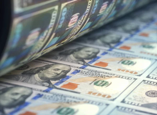 Printing Dollar Bills Concept United States Economy Buying Selling Banknotes — Stock Photo, Image