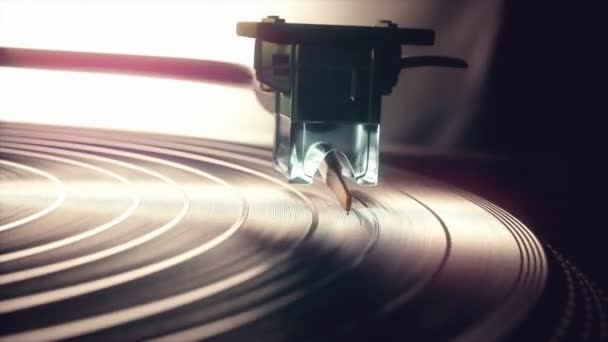 Vinyl Schallplatte Die Auf Alten Retro Vintage Discjockey Geräten Abgespielt — Stockvideo
