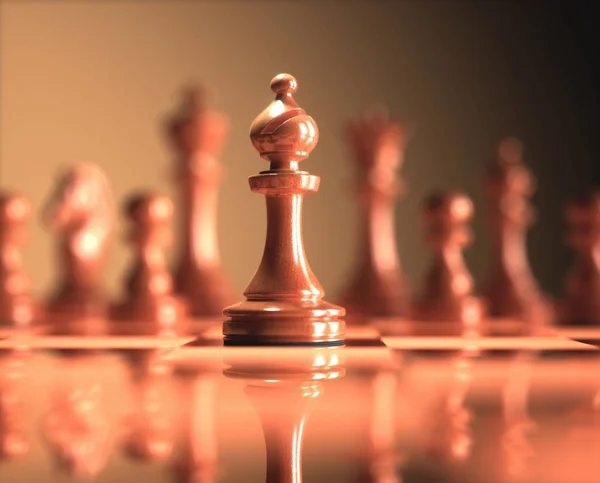 Επίσκοπος Στο Αποκορύφωμα Κομμάτια Του Σκάκι Εικόνα Του Παιχνιδιού Μικρό — Φωτογραφία Αρχείου