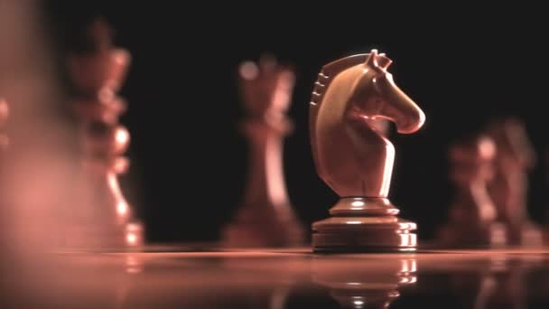 Le chevalier en évidence. Pièces de jeu d'échecs, image avec une faible profondeur de champ .