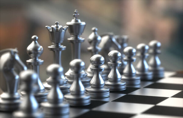Pieces of chess game, image with shallow depth of field.