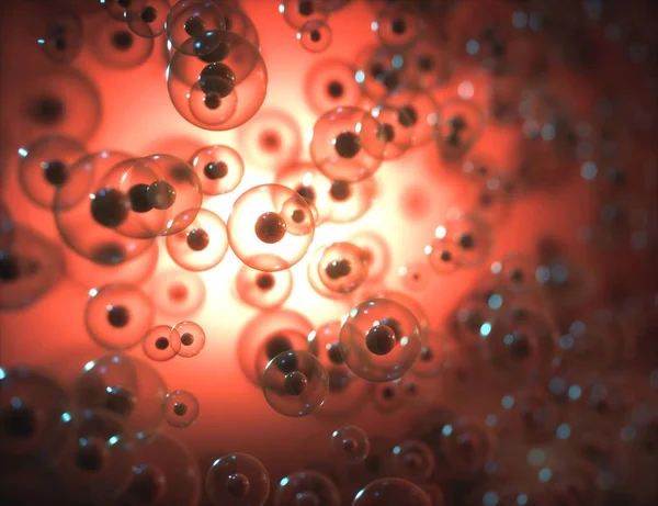 科学概念中球体的抽象意象 分子生物学 科学结构细胞 — 图库照片