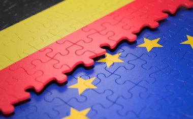 Belçika ve Avrupa Birliği'nin siyaset ve Ekonomik Birliği'nin kavram bulmaca parça şeklinde bayrağı