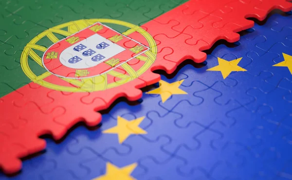Flag Portugal European Union Form Puzzle Pieces Concept Politics Economic — Stock Photo, Image
