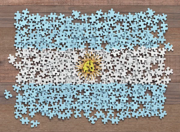 Steagul Argentinei Piese Dezorganizate Ale Unui Puzzle — Fotografie, imagine de stoc