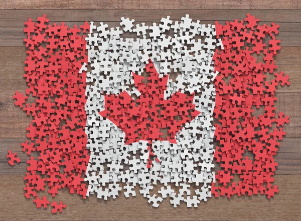 Szervezetlen Darab Puzzle Ban Kanada Zászlaja — Stock Fotó