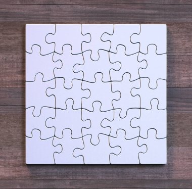 Boş bulmaca tahta arka plan ile kare biçiminde. Modern sanat basit nesneleri kullanma.