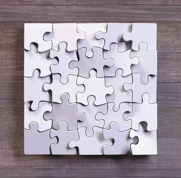 Blank Puzzle Square Format Wooden Background Concept Modern Art Using — Stock Photo, Image