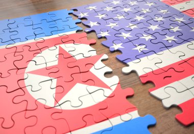 İki ulusun birliği, barış, ticaret, sosyal ve insan anlaşması temsil eden bir bulmaca oyunu katılmadan.