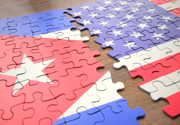 Két Nemzet Csatlakozik Egy Puzzle Játék Amely Képviseli Unió Béke — Stock Fotó