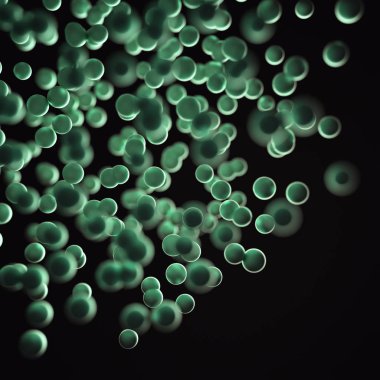 3D çizim. Arka plan resmi, mikroskobik yaşam, virüs ve bakteri soyut kavram.