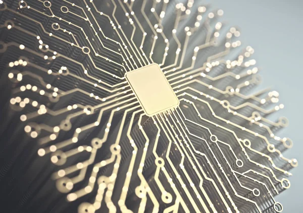 Inteligencia Artificial Microchip Conexiones Forma Cerebro Pulsos Eléctricos Códigos Binarios — Foto de Stock
