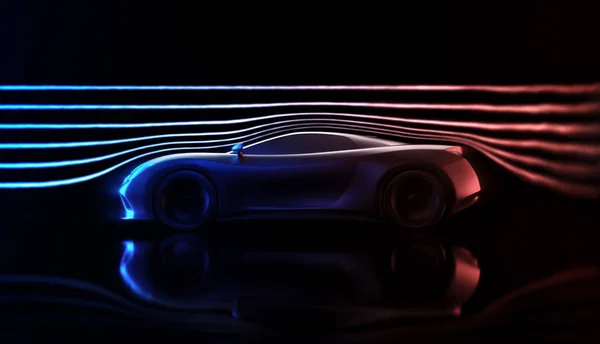 Aerodynamic Wind Tunnel Sports Car Concept — Stock Photo, Image